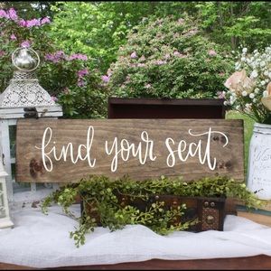 “Find Your Seat” Wedding Reception Sign